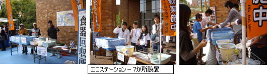 大阪学院岸辺祭　イベントのごみゼロの様子　ステーション7箇所設置